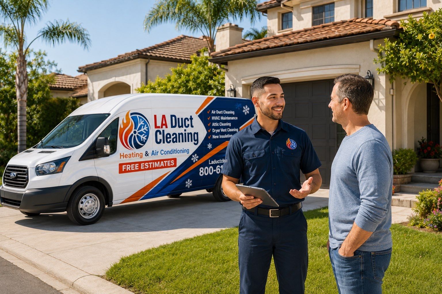 Professional air duct cleaning technician servicing a residential HVAC vent